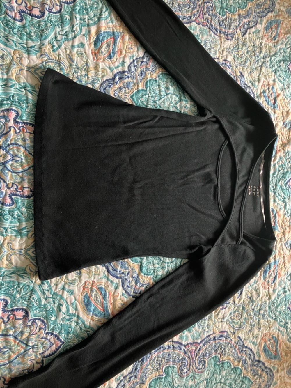 a new day Black Scoop Neck Long Sleeve Top